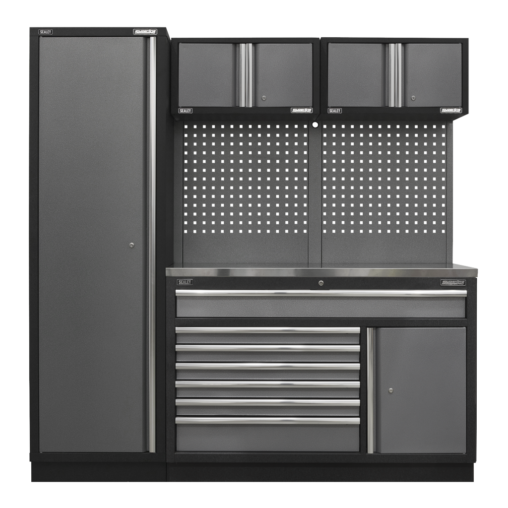 Storage System with Stainless Steel Worktop 1.96m APMSSTACK10SS