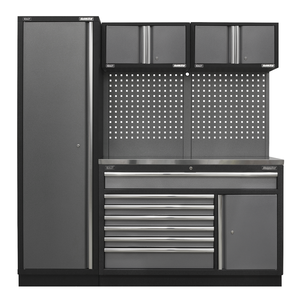 Storage System with Stainless Steel Worktop 1.96m APMSSTACK10SS