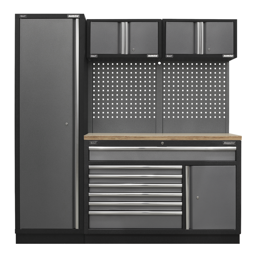 Storage System with Pressed Wood Worktop 1.96m APMSSTACK10W