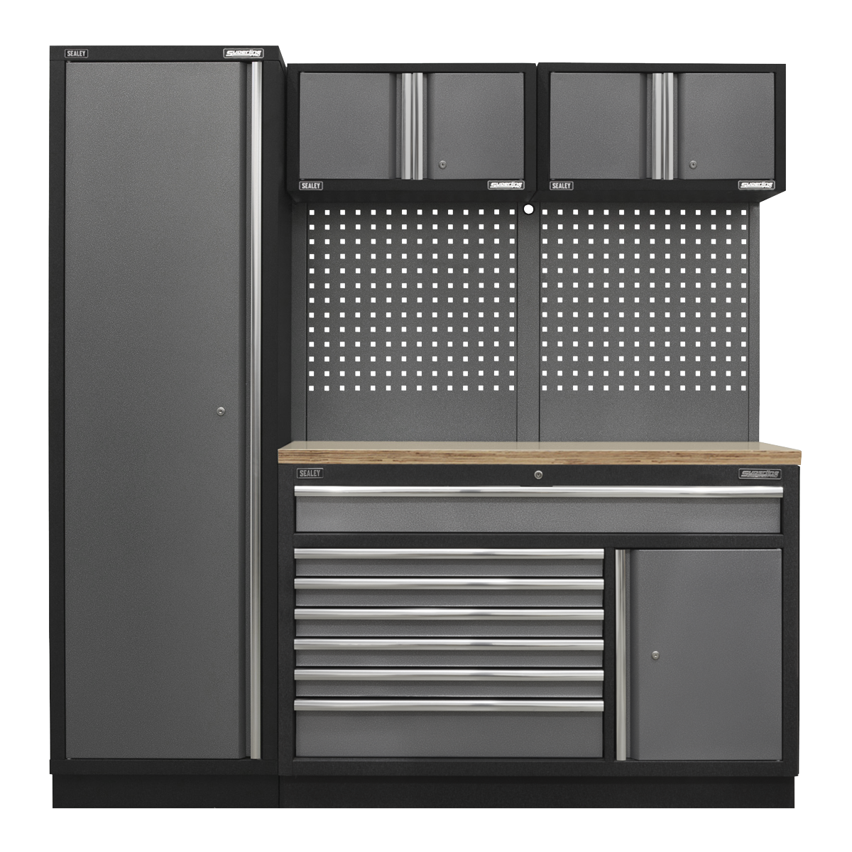 Storage System with Pressed Wood Worktop 1.96m APMSSTACK10W