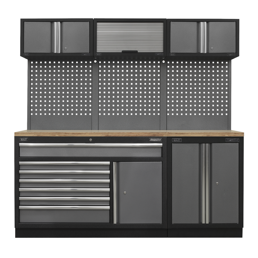 Storage System with Pressed Wood Worktop 2.04m APMSSTACK11W