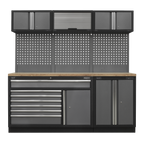 Storage System with Pressed Wood Worktop 2.04m APMSSTACK11W