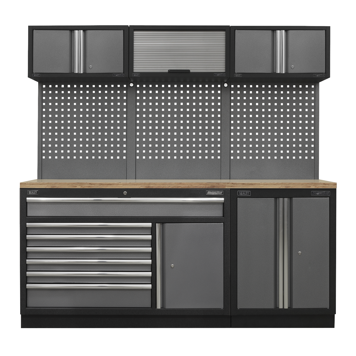 Storage System with Pressed Wood Worktop 2.04m APMSSTACK11W