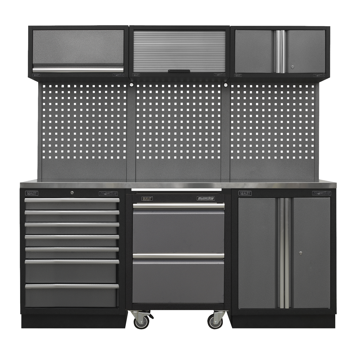 Storage System with Stainless Steel Worktop 2.04m APMSSTACK12SS