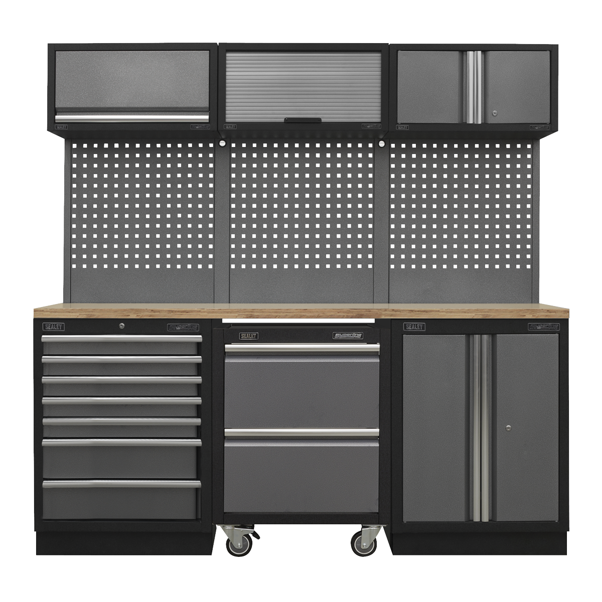 Storage System with Pressed Wood Worktop 2.04m APMSSTACK12W