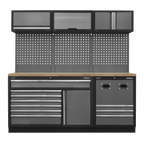 Modular Storage System Combo with Pressed Wood Worktop APMSSTACK14W