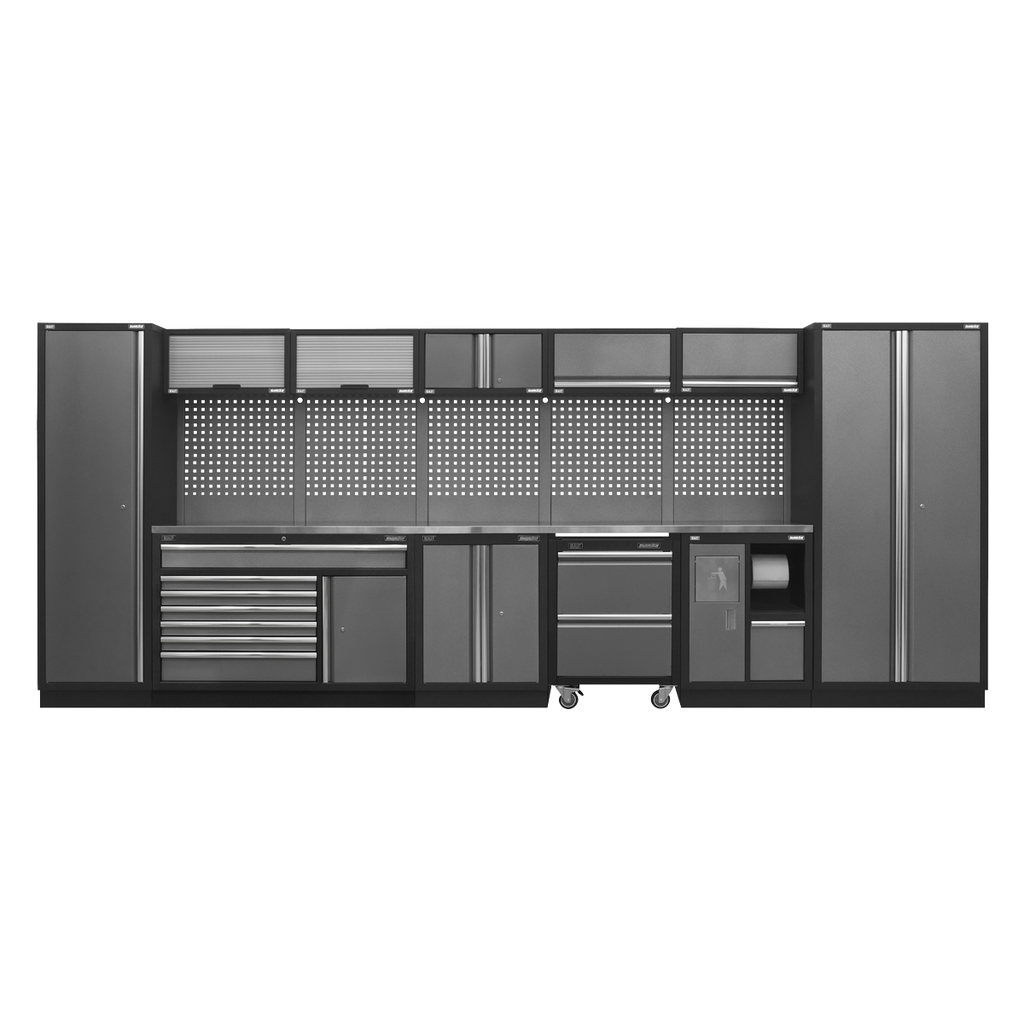 Storage System with Stainless Worktop 4.92m APMSSTACK15SS