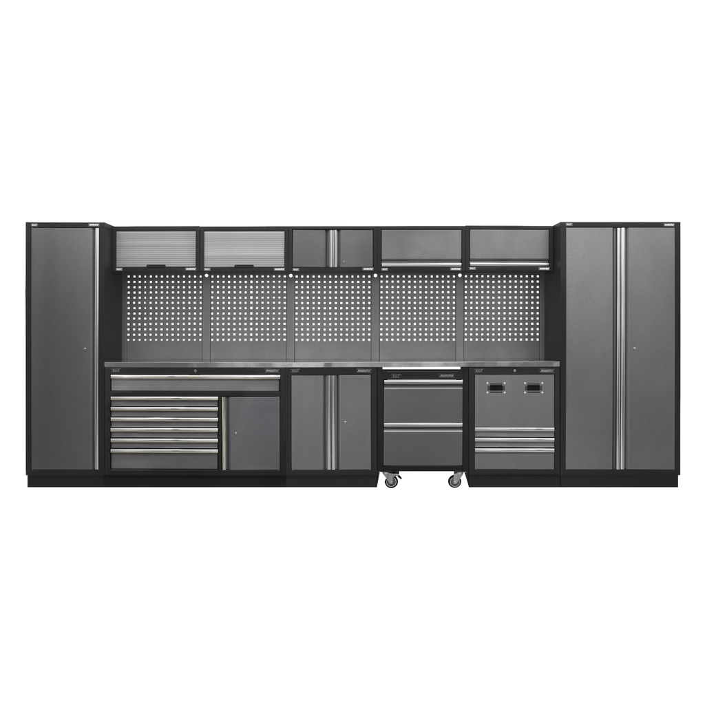 Storage System with Stainless Steel Worktop 4.92m APMSSTACK16SS