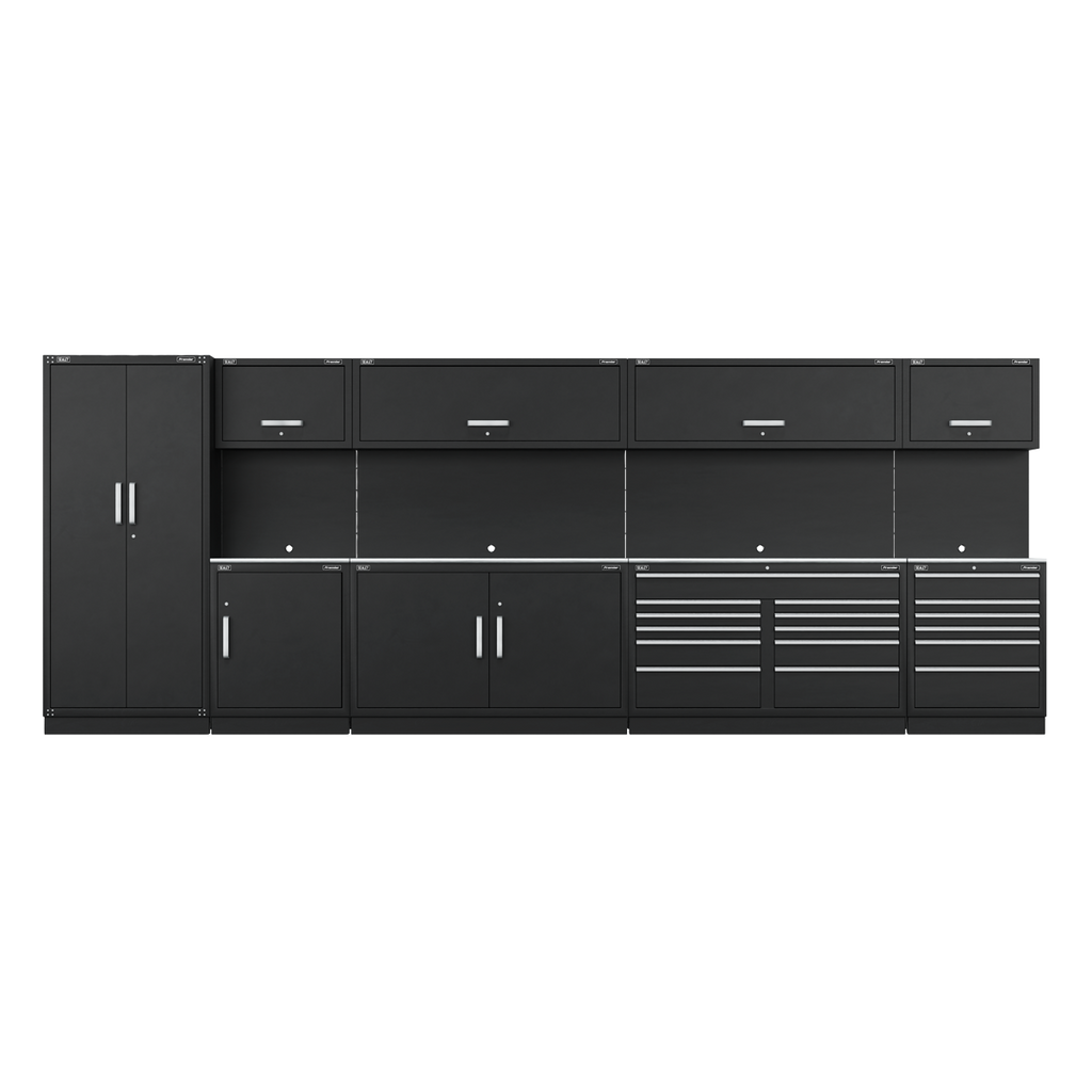 Storage System with Stainless Worktop 5.58m APMSSTEEL