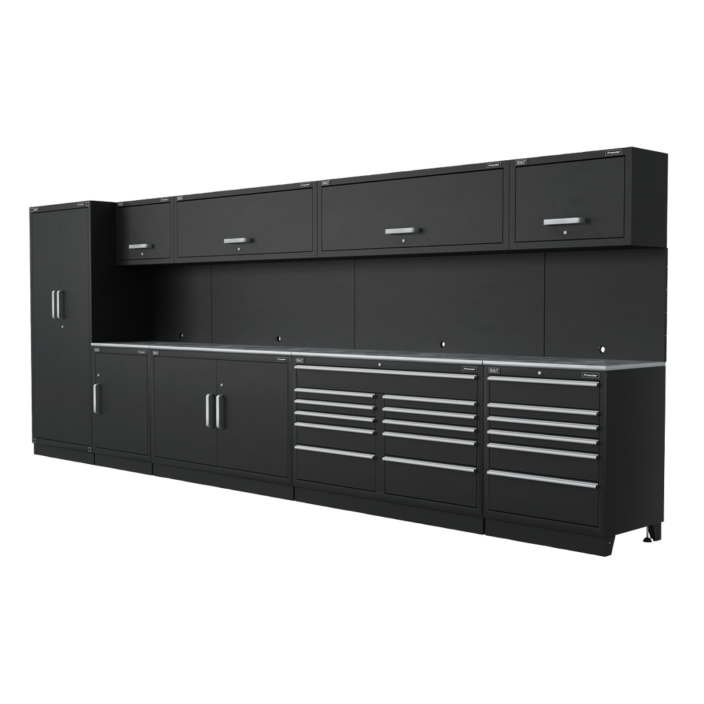 Storage System with Stainless Worktop 5.58m APMSSTEEL