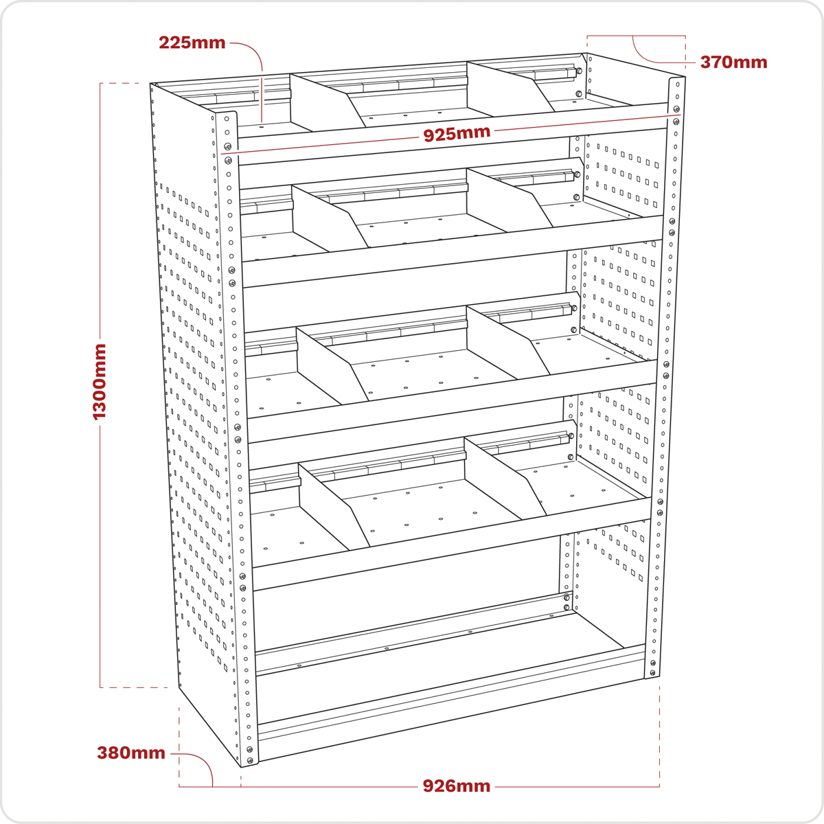 Modular Flat Shelf Van Storage Unit 925mm APMSV01