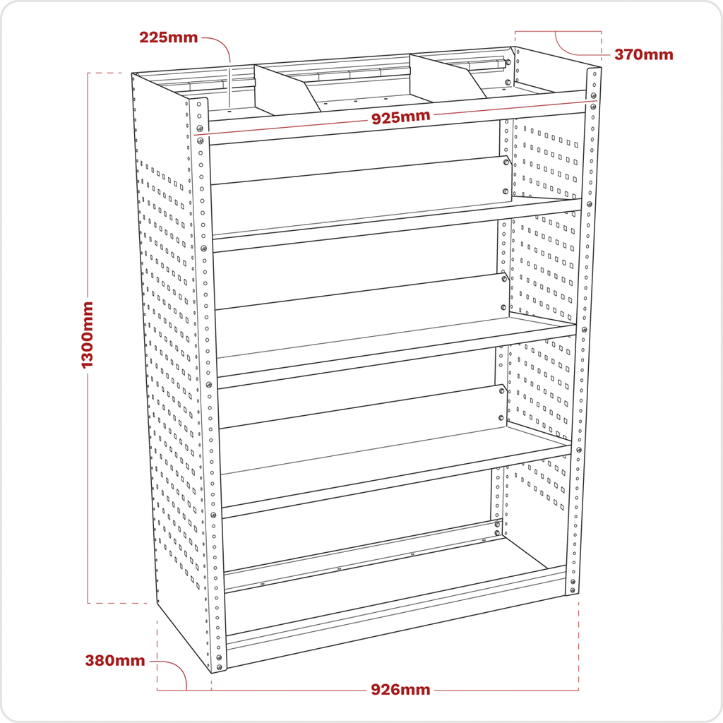 Modular Slanted Shelf Van Storage Unit 925mm APMSV02