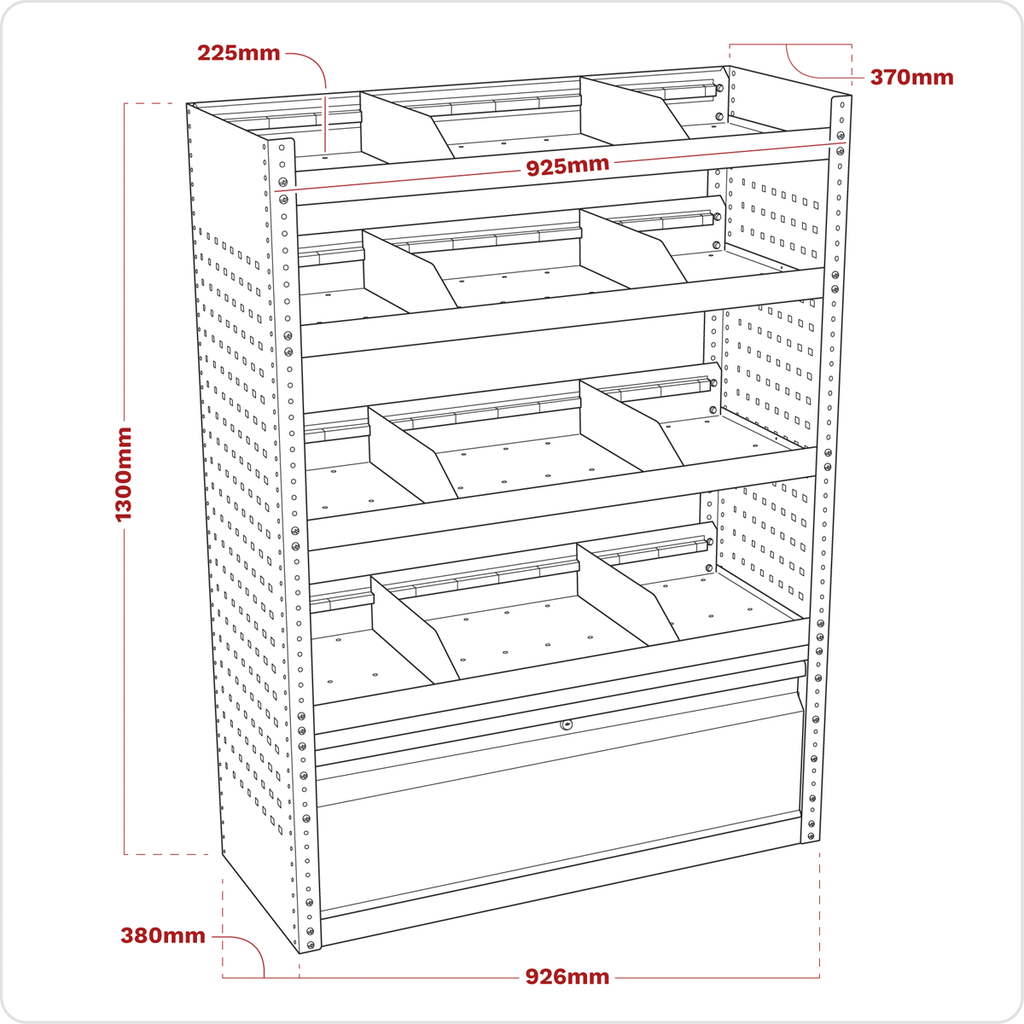 Modular Flat Shelf Van Storage System APMSVCOMBO1