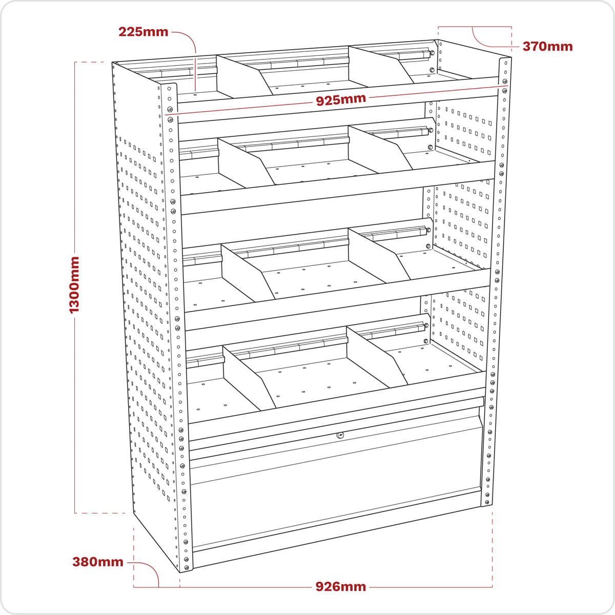 Modular Flat Shelf Van Storage System APMSVCOMBO1