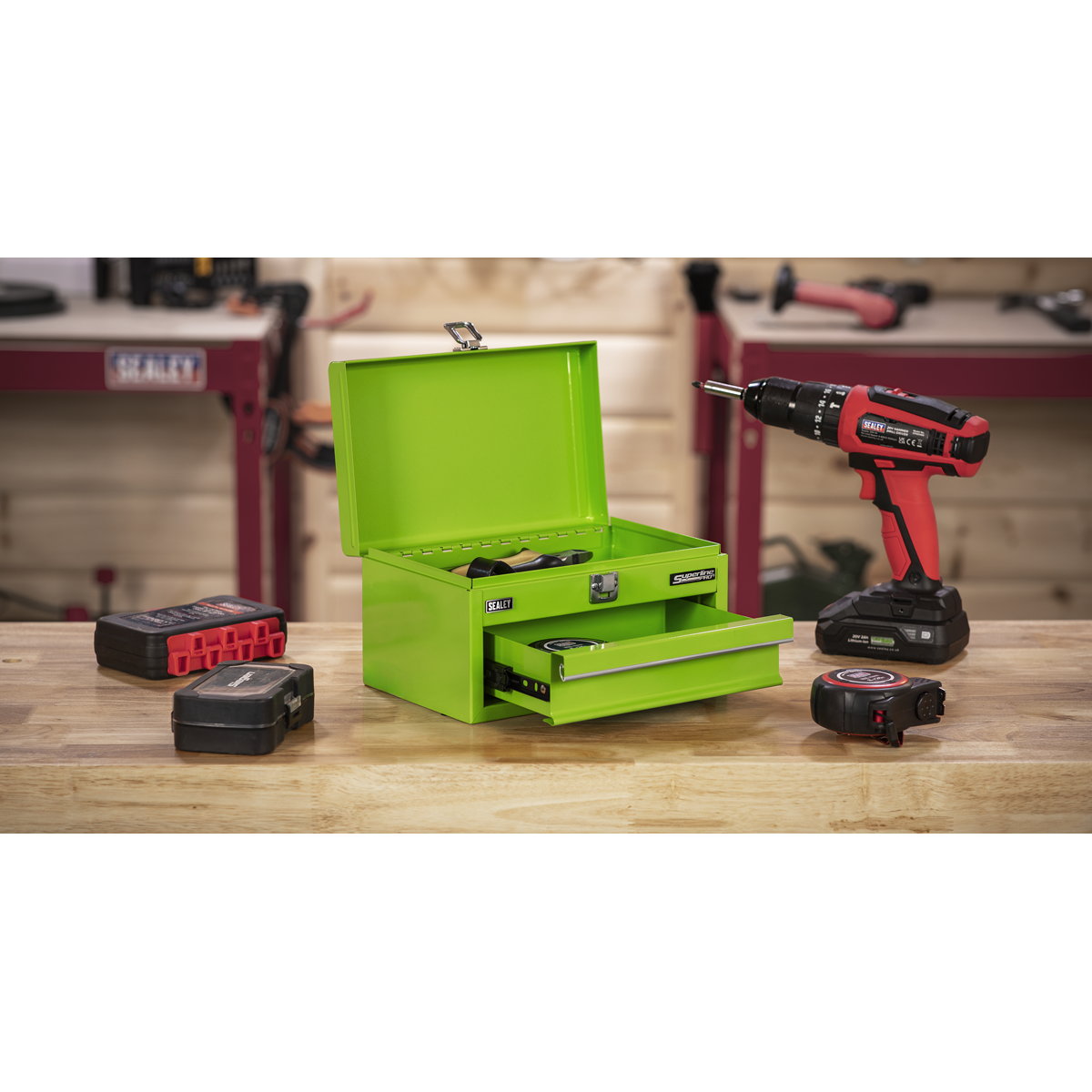 Mini Toolbox with Drawer - Green APMTB3