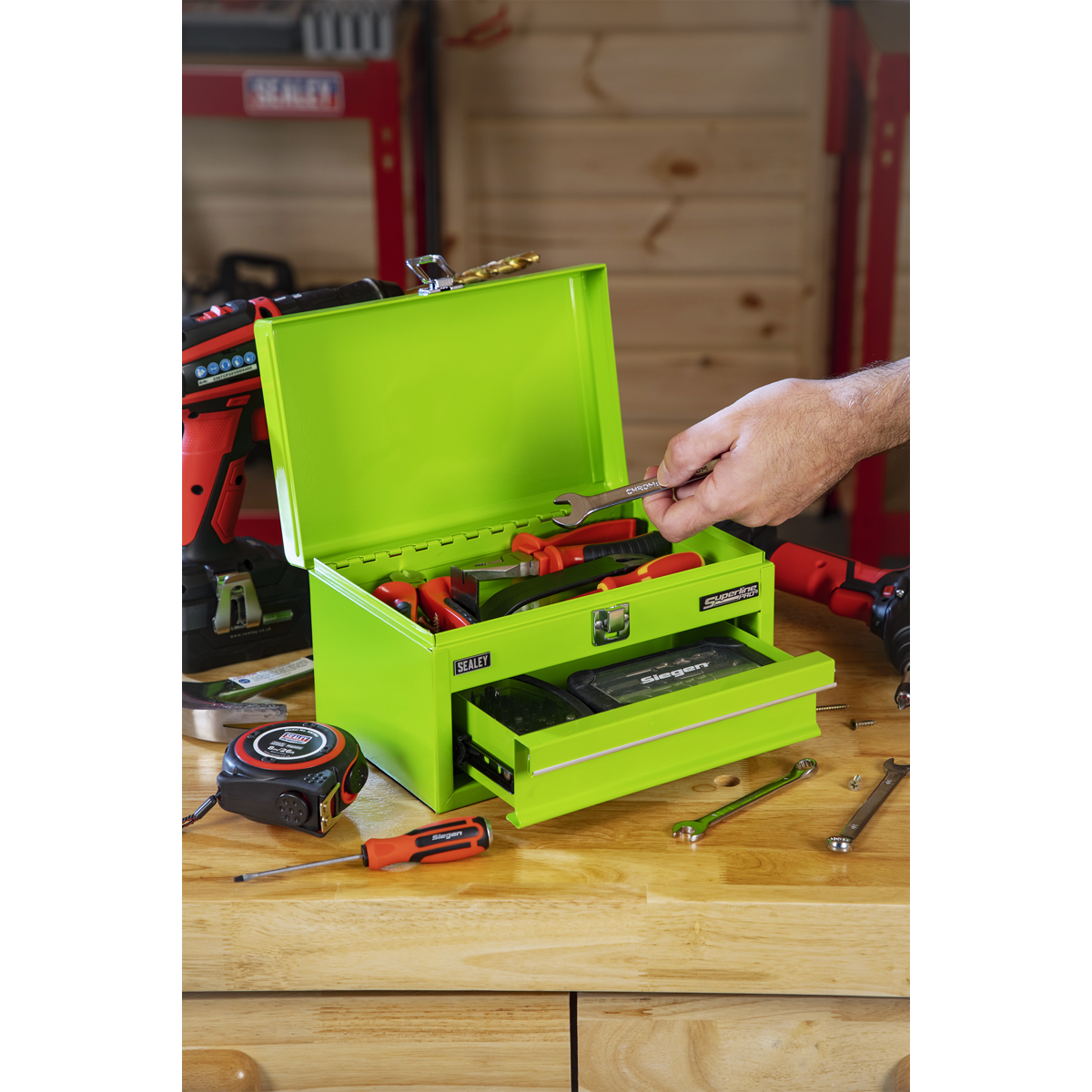 Mini Toolbox with Drawer - Green APMTB3