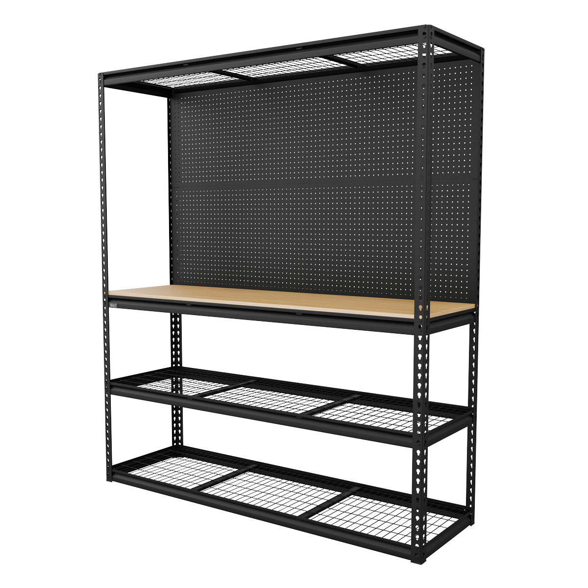 Heavy-Duty Modular Workbench with Racking & Pegboard 300kg Capacity Per Level APMWB1