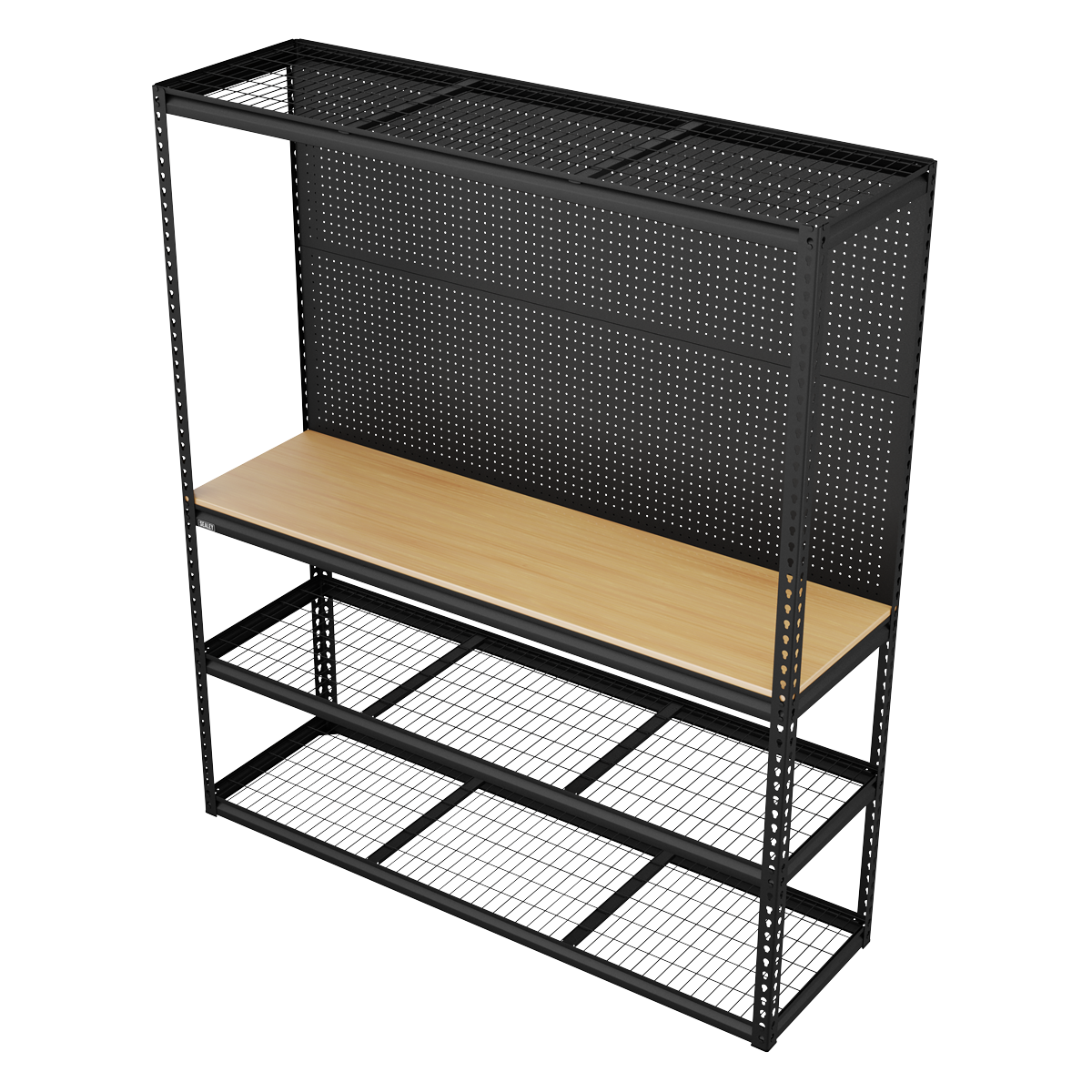 Heavy-Duty Modular Workbench with Racking & Pegboard 300kg Capacity Per Level APMWB1