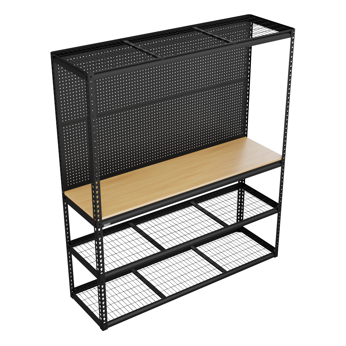Heavy-Duty Modular Workbench with Racking & Pegboard 300kg Capacity Per Level APMWB1