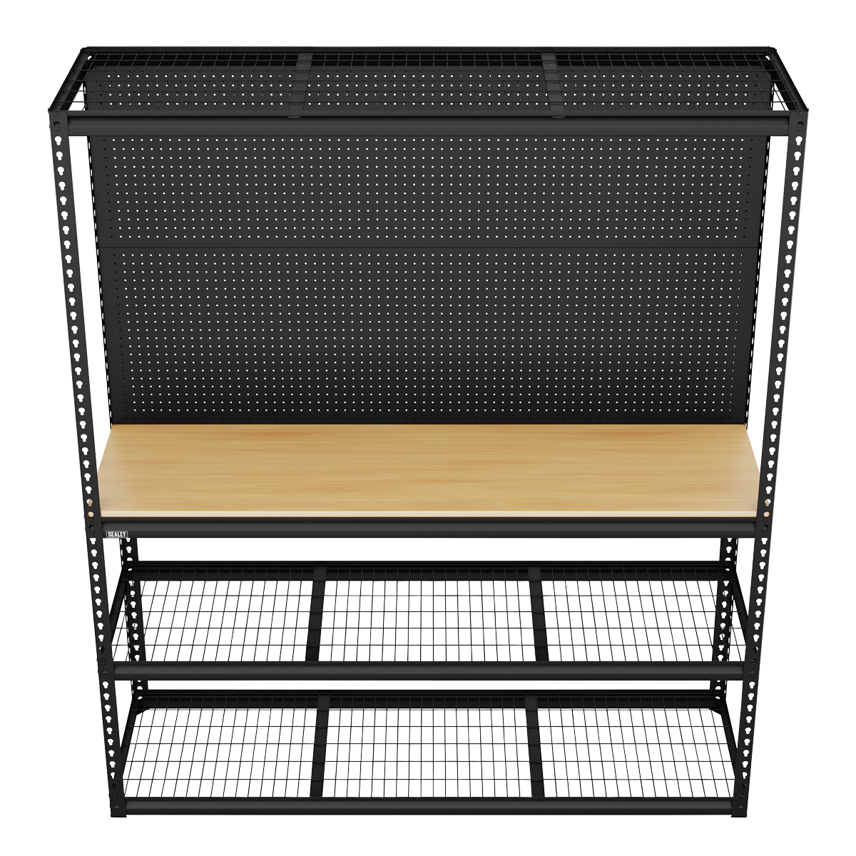 Heavy-Duty Modular Workbench with Racking & Pegboard 300kg Capacity Per Level APMWB1