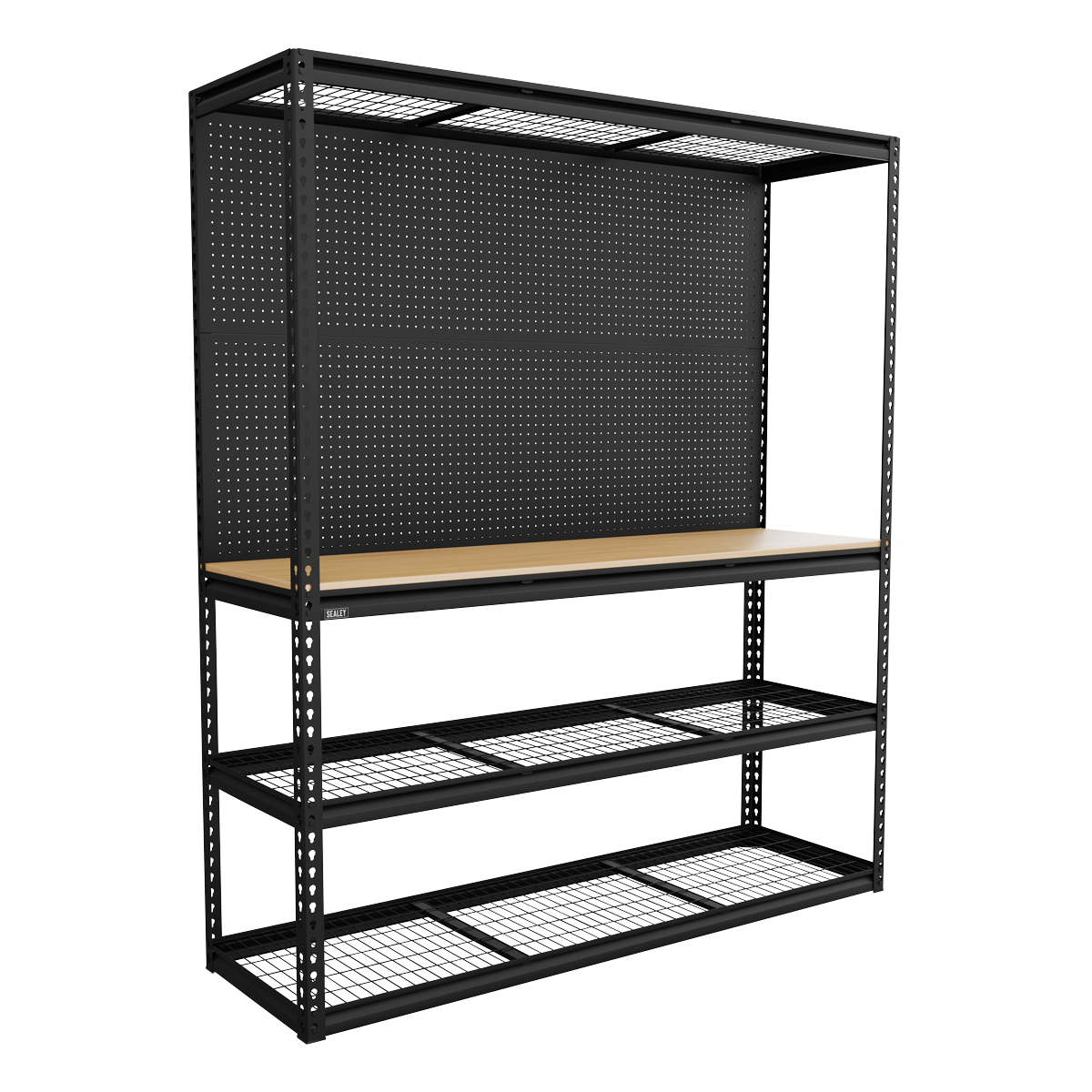 Heavy-Duty Modular Workbench with Racking & Pegboard 300kg Capacity Per Level APMWB1