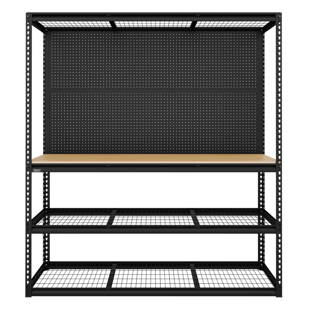Heavy-Duty Modular Workbench with Racking & Pegboard 300kg Capacity Per Level APMWB1