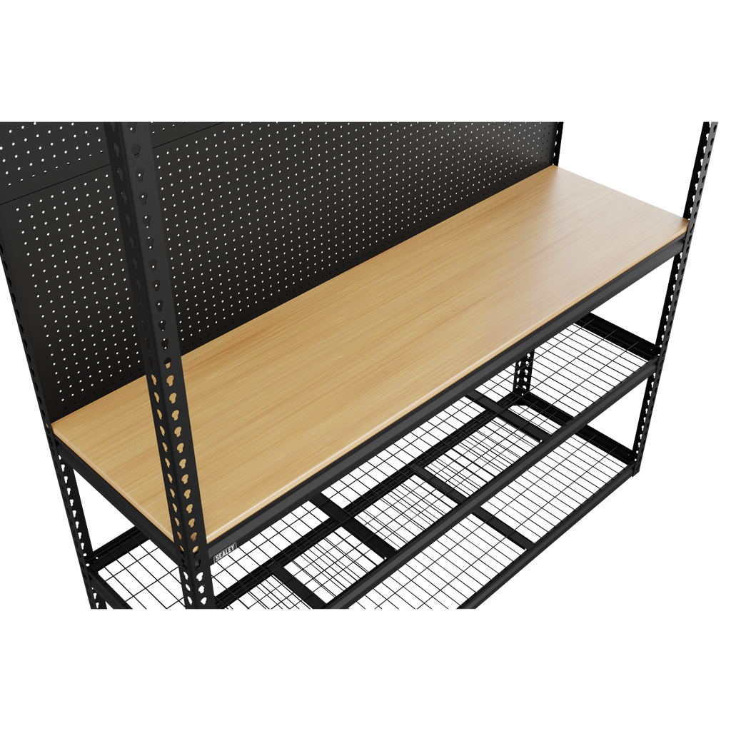 Heavy-Duty Modular Workbench with Racking & Pegboard 300kg Capacity Per Level APMWB1