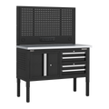 Modular Workbench with 4 Drawers & Cupboard Stainless Steel Worktop Adjustable Height 1265mm APMWB50COMBO1SS