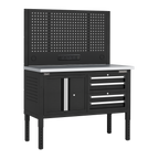 Modular Workbench with 4 Drawers & Cupboard Stainless Steel Worktop Adjustable Height 1265mm APMWB50COMBO1SS