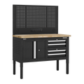 Modular Workbench with 4 Drawers & Cupboard Wooden Worktop Adjustable Height 1265mm APMWB50COMBO1W