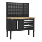 Modular Workbench with 4 Drawers & Cupboard Wooden Worktop Adjustable Height 1265mm APMWB50COMBO1W