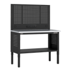 Modular Workbench with Pegboard Back Panel Stainless Steel Worktop Adjustable Height 1265mm APMWB50COMBOSS