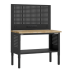 Modular Workbench with Pegboard Back Panel Wooden Worktop Adjustable Height 1265mm APMWB50COMBOW