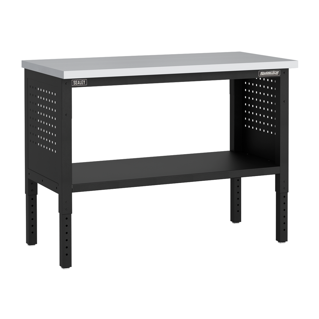 Modular Workbench with 4 Drawers & Cupboard Stainless Steel Worktop Adjustable Height 1265mm APMWB50COMBO1SS