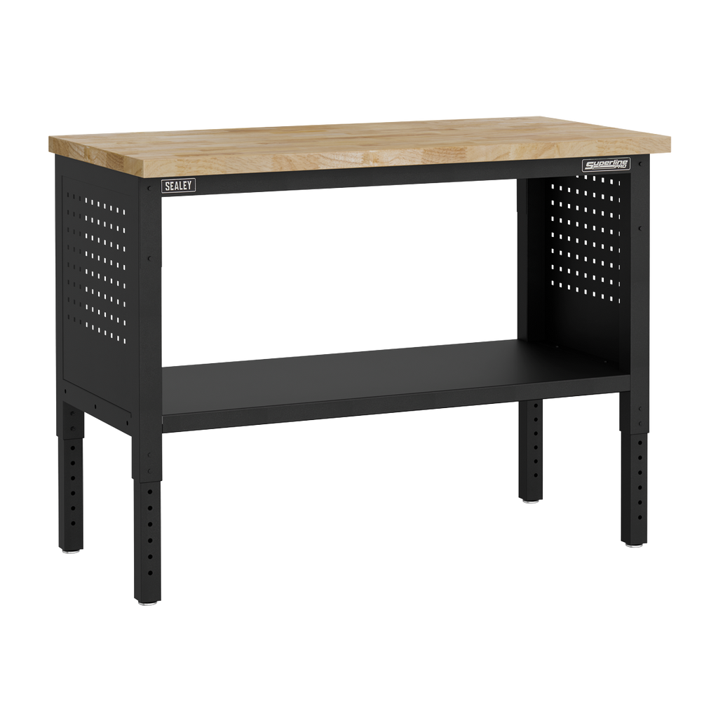 Modular Workbench with Wooden Worktop & Adjustable Height 1265mm APMWB50W