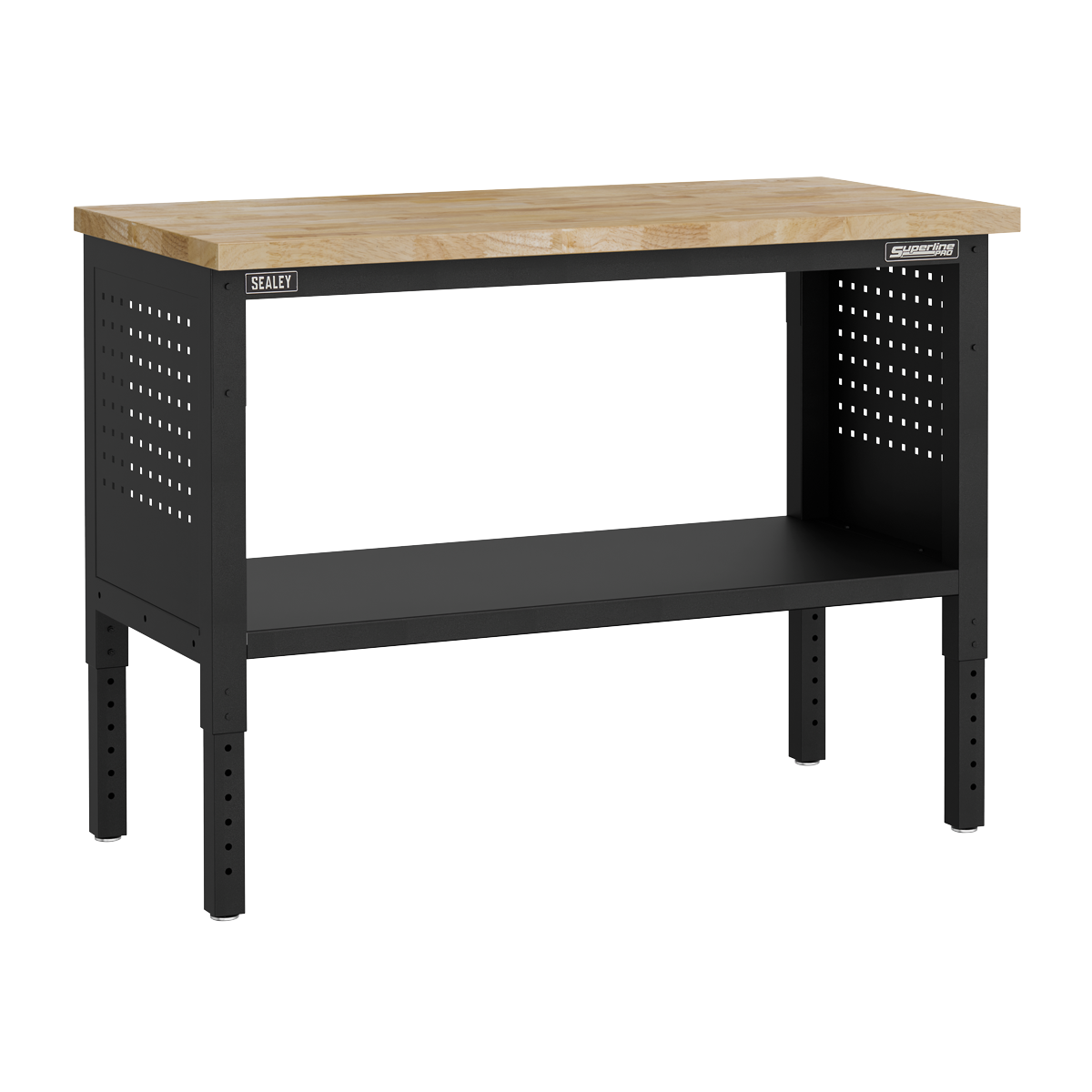 Modular Workbench with Wooden Worktop & Adjustable Height 1265mm APMWB50W