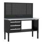 Modular Workbench with 3 Drawers Stainless Steel Worktop Adjustable Height 1525mm APMWB60COMBO1SS