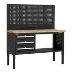 Modular Workbench with 3 Drawers Wooden Worktop Adjustable Height 1525mm APMWB60COMBO1W