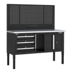 Modular Workbench with 3 Drawers & Cupboard Stainless Steel Worktop Adjustable Height 1525mm APMWB60COMBO2SS