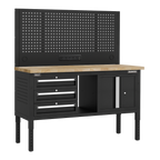Modular Workbench with 3 Drawers & Cupboard Wooden Worktop Adjustable Height 1525mm APMWB60COMBO2W