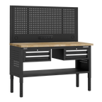 Modular Workbench with 4 Drawers Wooden Worktop Adjustable Height 1525mm APMWB60COMBO3W