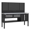 Modular Workbench with 4 Drawers & Cupboard Stainless Steel Worktop Adjustable Height 1830mm APMWB72COMBO1SS