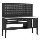 Modular Workbench with 4 Drawers & Cupboard Stainless Steel Worktop Adjustable Height 1830mm APMWB72COMBO1SS