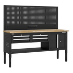 Modular Workbench with 4 Drawers & Cupboard Wooden Worktop Adjustable Height 1830mm APMWB72COMBO1W