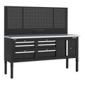 Modular Workbench with 6 Drawers & Cupboard Stainless Steel Worktop Adjustable Height 1830mm APMWB72COMBO2SS