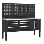 Modular Workbench with 6 Drawers & Cupboard Stainless Steel Worktop Adjustable Height 1830mm APMWB72COMBO2SS