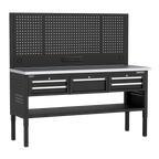 Modular Workbench with 5 Drawers Stainless Steel Worktop Adjustable Height 1830mm APMWB72COMBO3SS