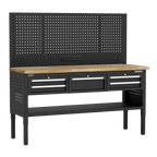 Modular Adjustable-Height Workbench with 5 Drawers & Wooden Worktop 1830mm APMWB72COMBO3W