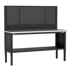 Modular Workbench with Pegboard Back Panel Stainless Steel Worktop Adjustable Height 1830mm APMWB72COMBOSS