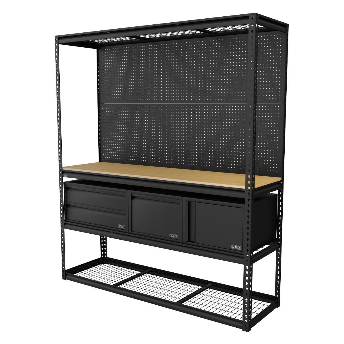 Heavy-Duty Modular Workbench & Racking Kit - 300kg Capacity Per Level APMWBCOMBO1